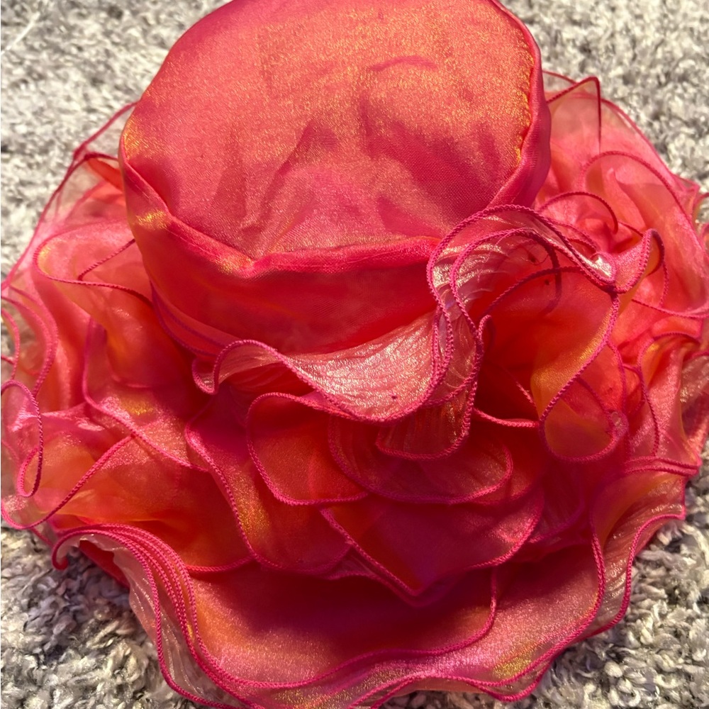 Vintage Forbusite pink orange organza derby hat